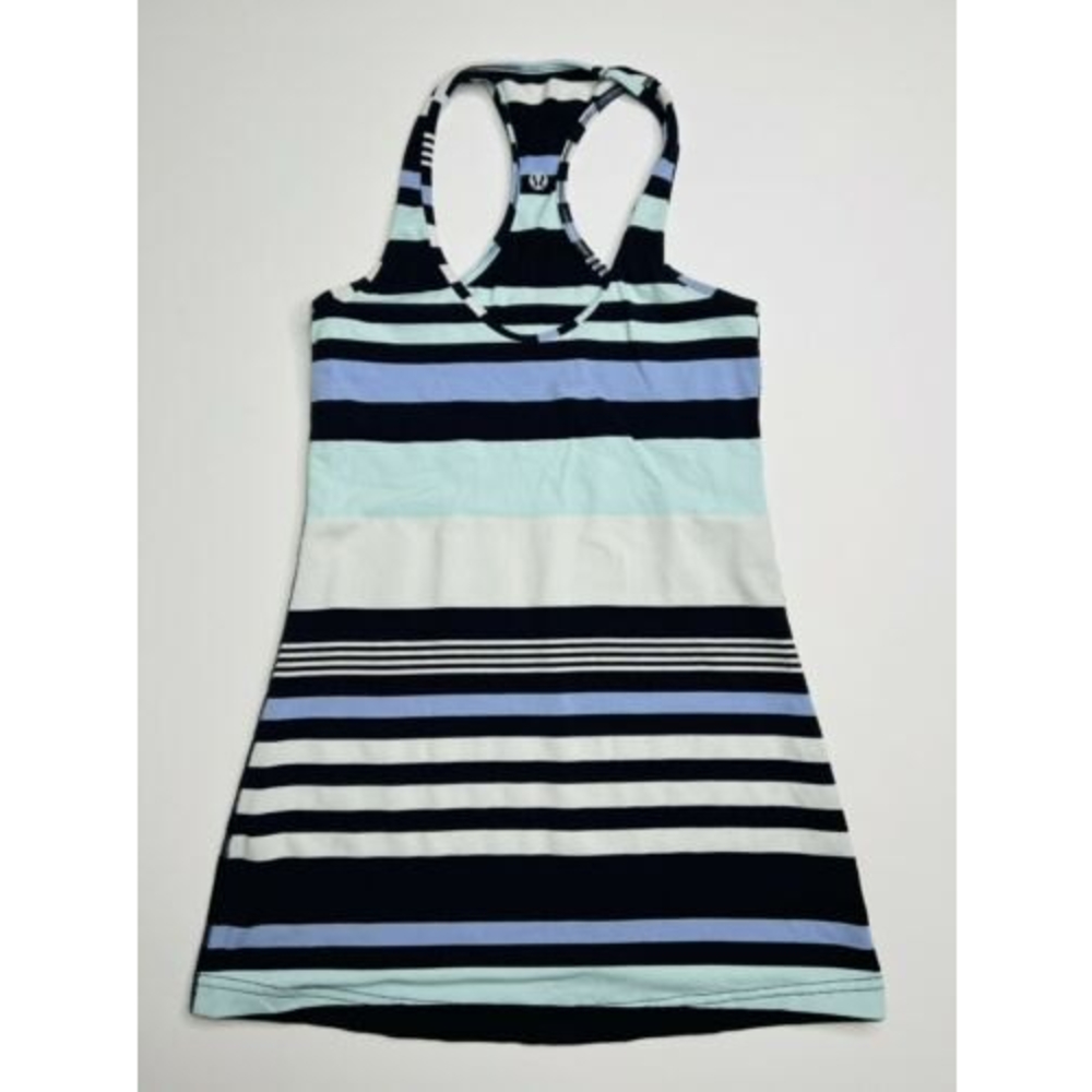 Lululemon Cool Racerback Tank Top Small Size XS Striped Blue Purple White - Picture 1 of 6